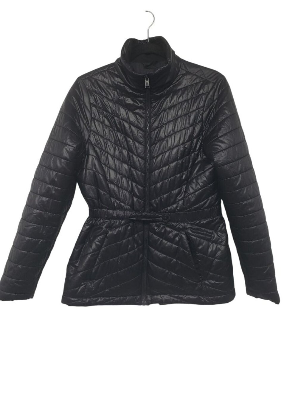 The North Face Black Puffer Jacket Womens M Medium Full Zip Cinched Waist - Picture 13 of 16